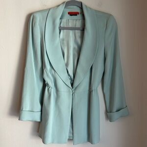 Alice + Olivia Women blazer suit jacket mint green aqua teal office wear XS read